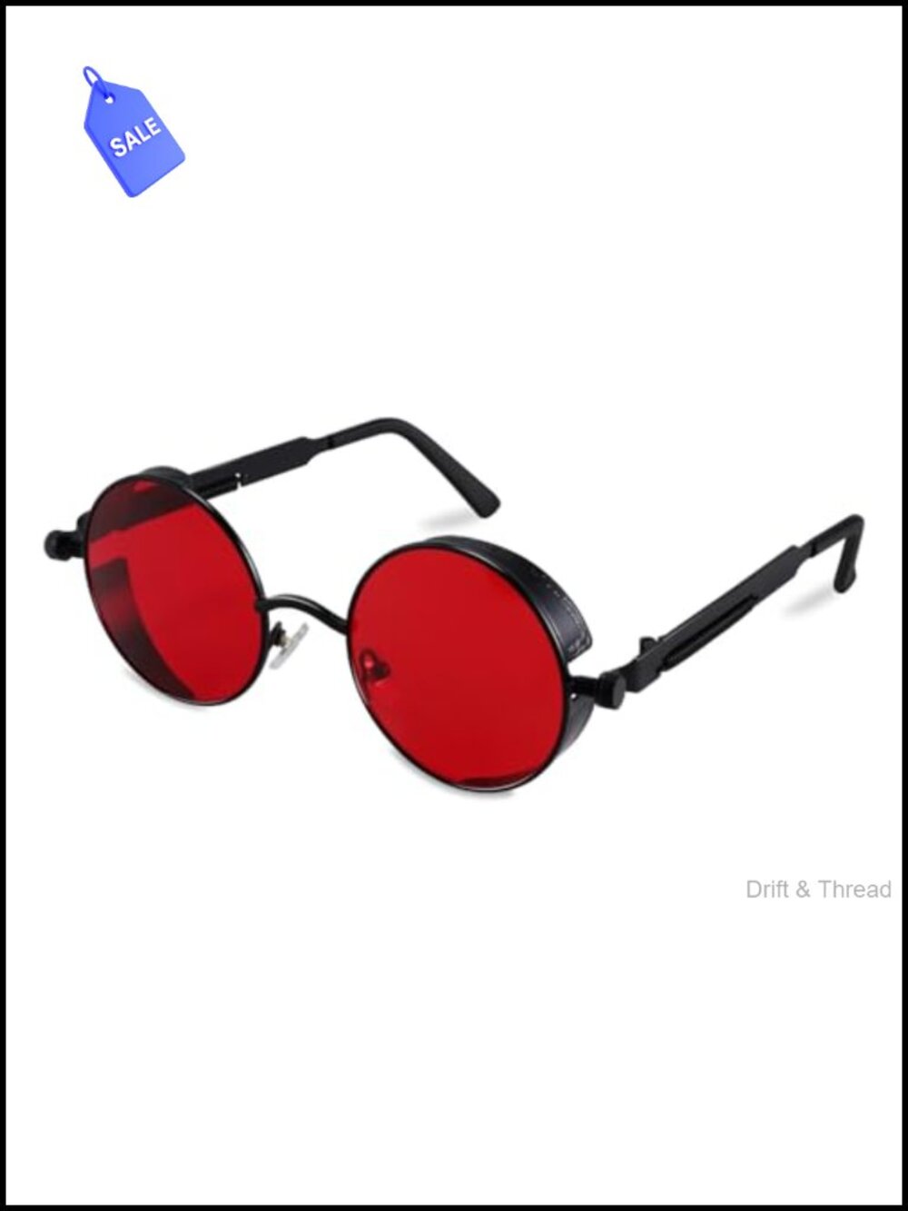 Retro Steampunk Round Metal Frame Sunglasses Full Frame UV400